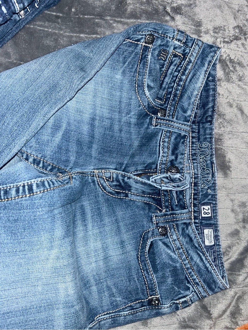 (3) Miss Me Blue Embellished Bootcut Jeans Trio - Distressed & Detailed - Picture 7 of 7